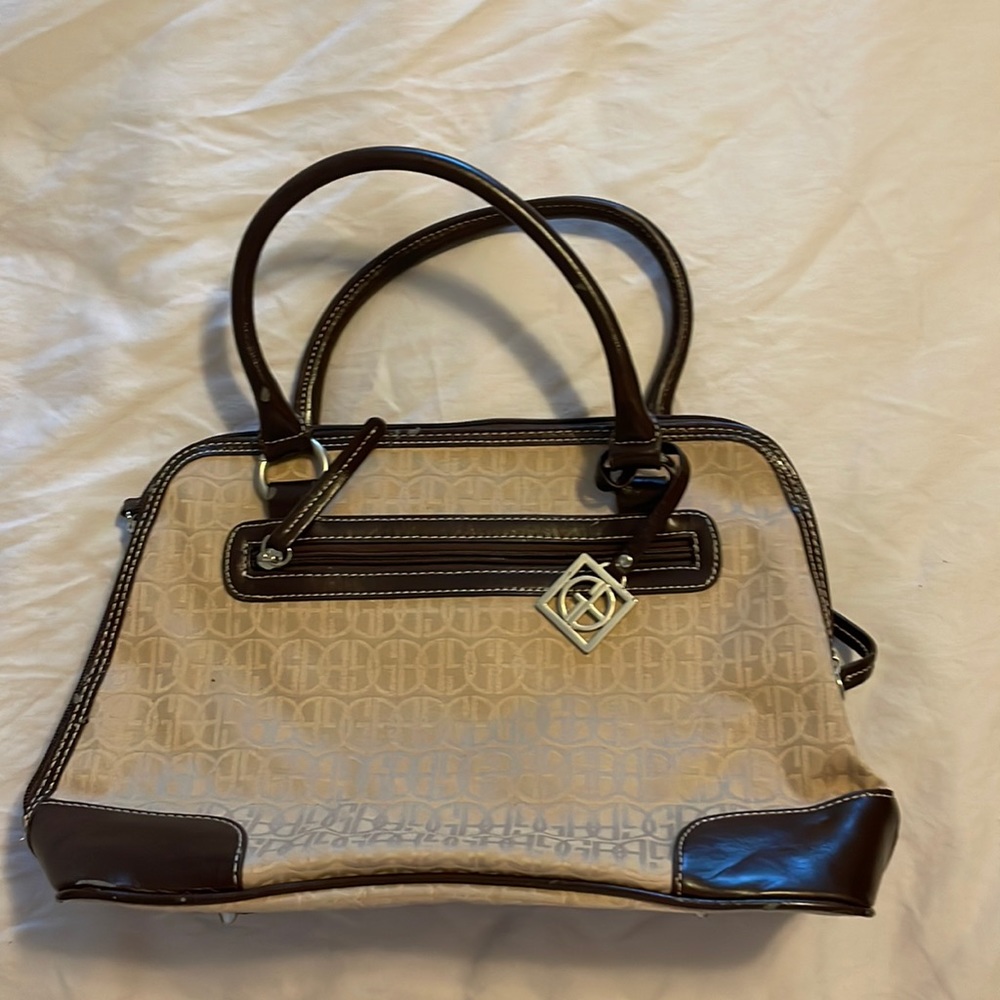 Two tone brown handbag